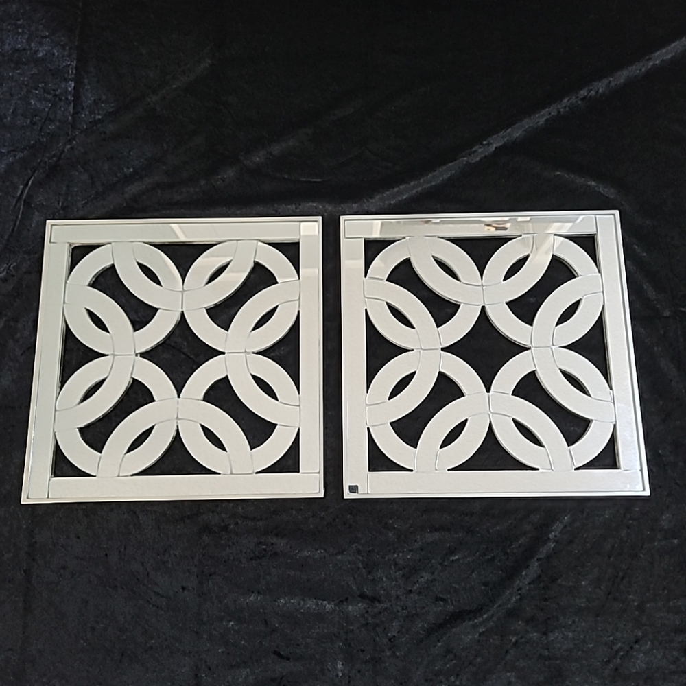 Pier 1 ~ Decorative Mirrors (2) Silver Tone Frames 14" x 14"